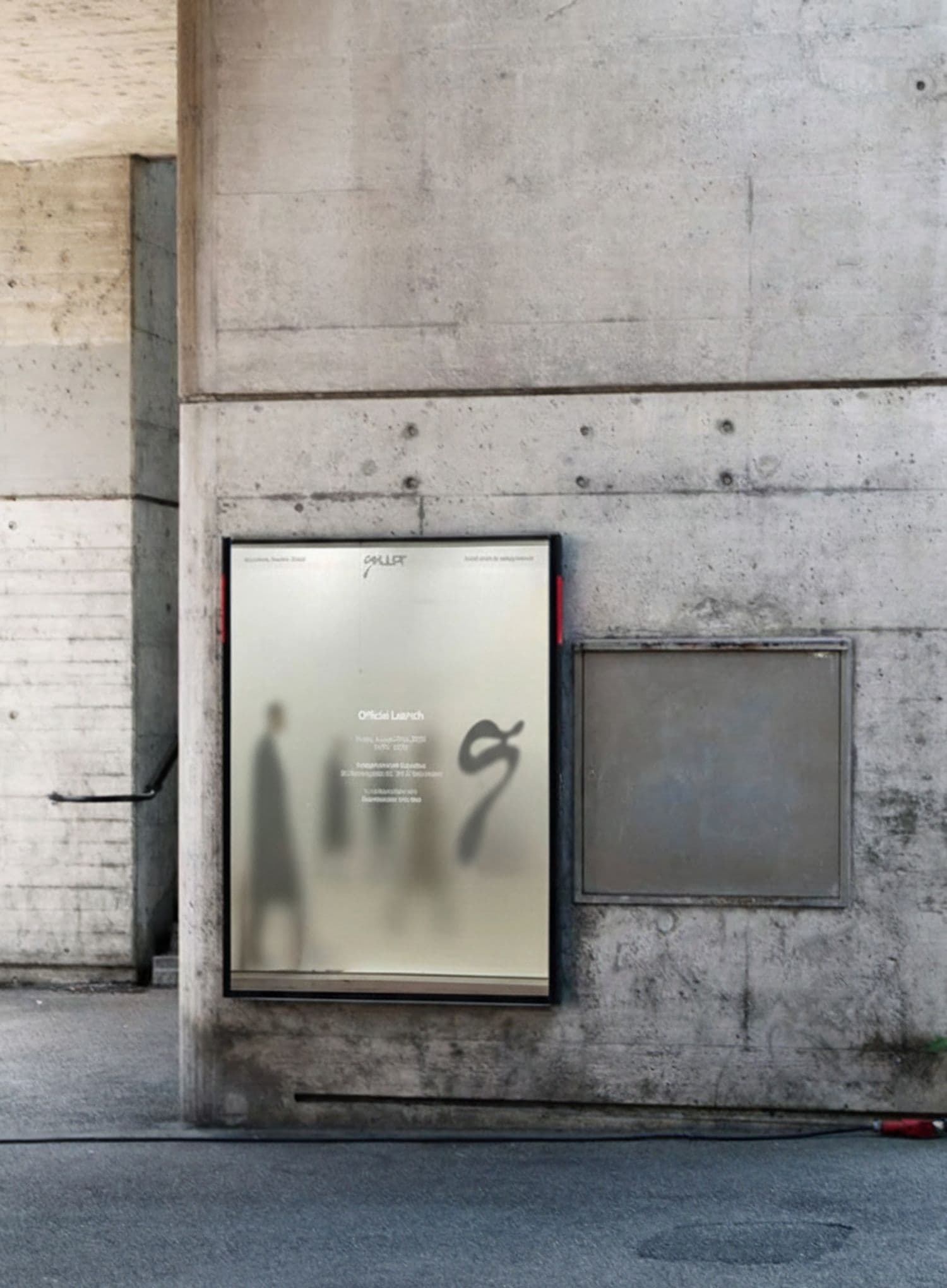 SKULPT launch poster on a concrete wall