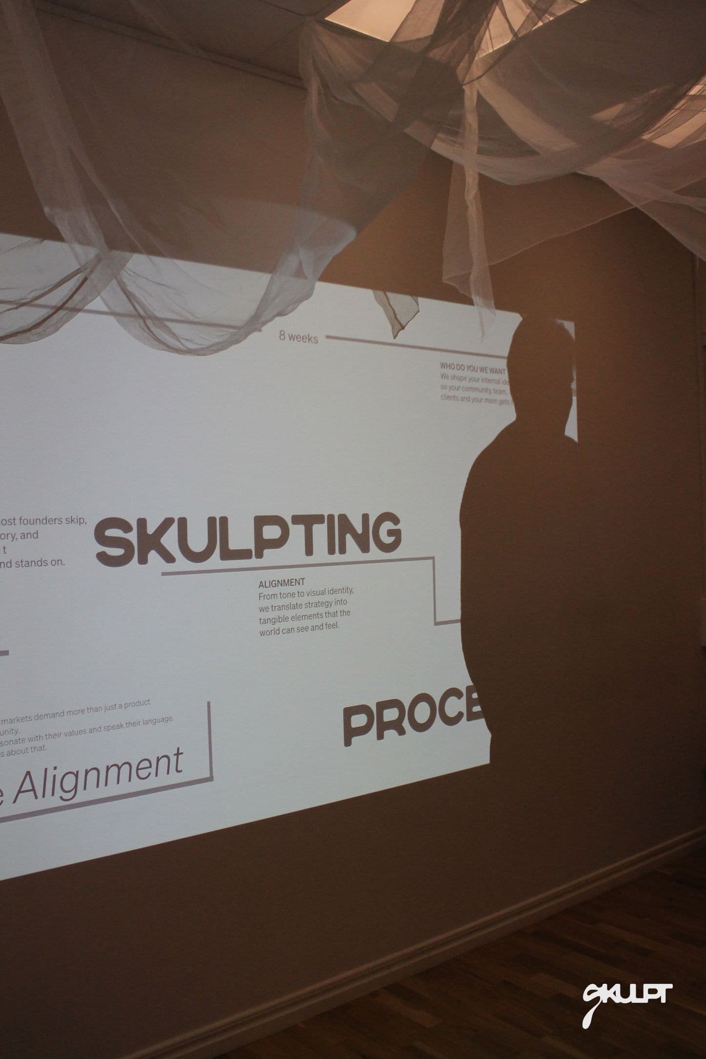 The Skulpting process projected on the wall