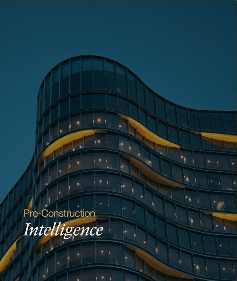 SafeLine building signage: “Pre-Construction Intelligence”