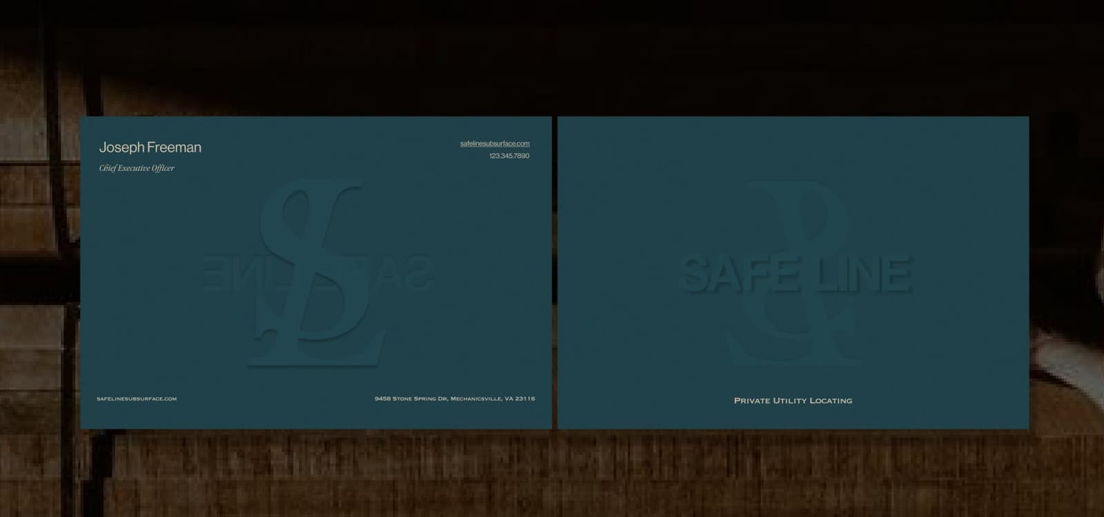 Front and back of SafeLine business cards