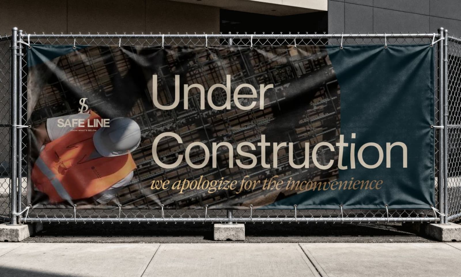 SafeLine construction fence banner: “Under Construction”