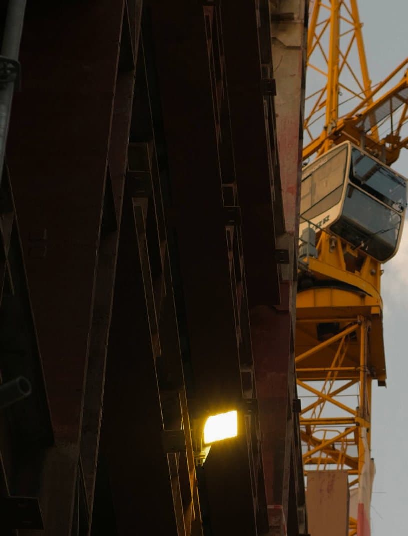 Crane cab and floodlight