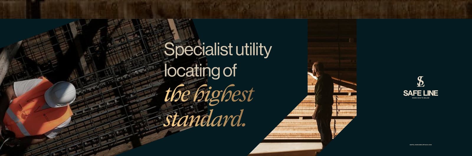 SafeLine website banner: “Specialist utility locating of the highest standard”