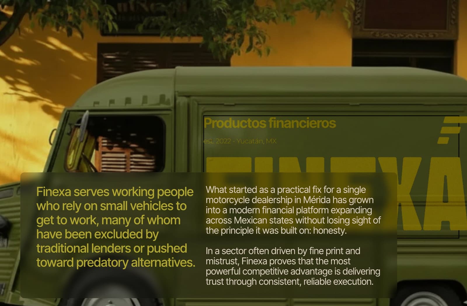 Finexa branding on a green van
